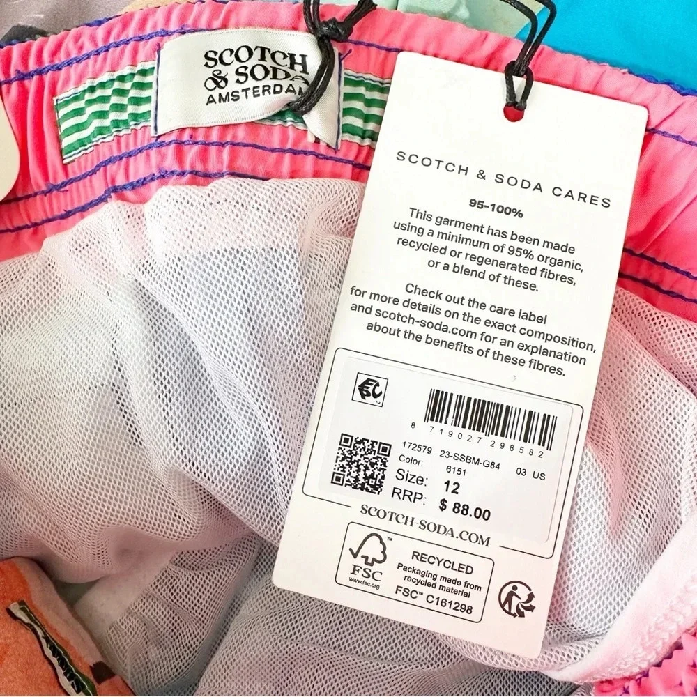 Scotch and Soda Mid Length Classic Fit Boys Swim Shirts Size 12 NWT - Picture 5 of 6